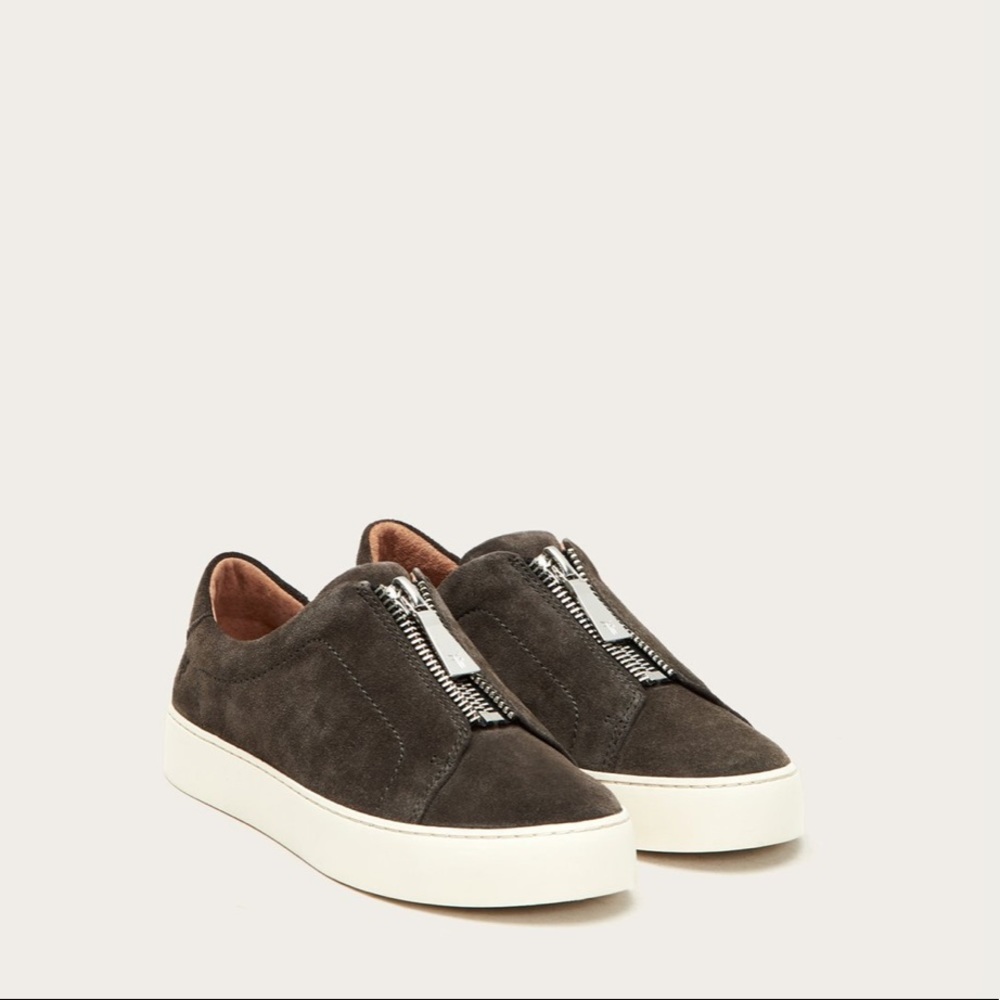 NWT Gray Suede Zip Low Platform Sneaker | FRYE